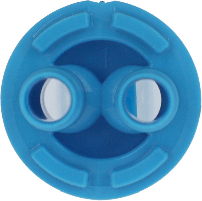 Blaue Mischerkanüle Draufansicht