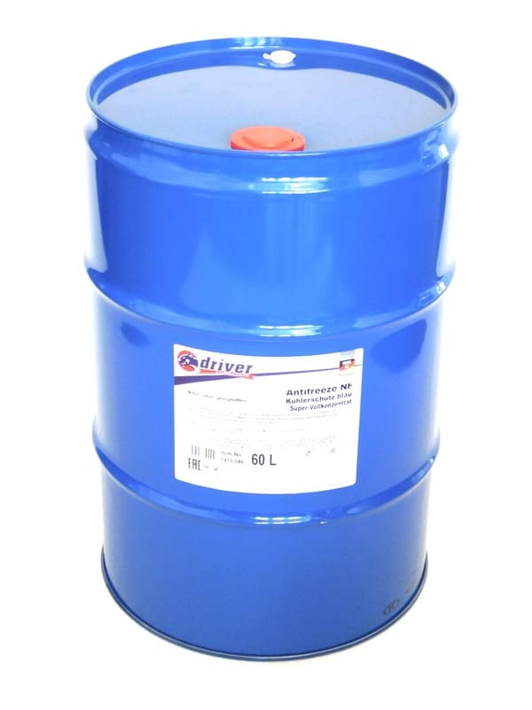 Blaues 60L Fass mit Antrifreeze NF