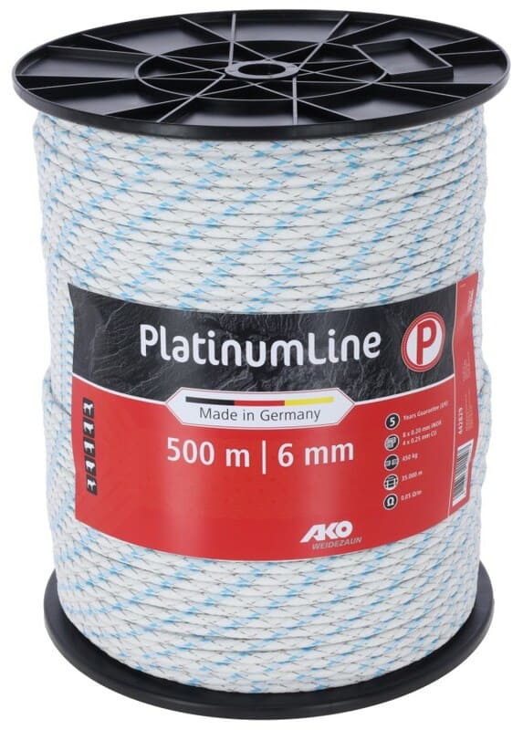 Blau weißes 500 m Weidezaunseil PlatinumLine aufgerollt