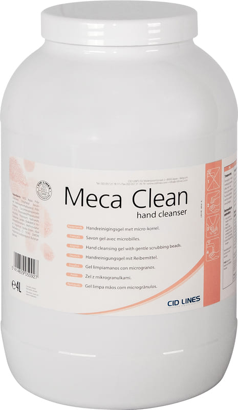 Die weiße Dose Meca Clean mit Handreinigungsgel