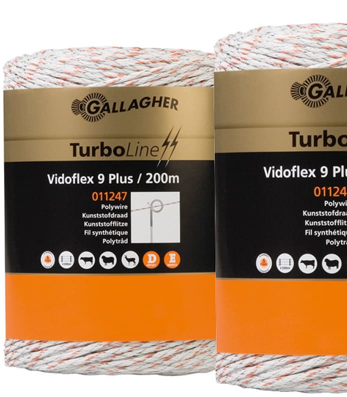 2 x 200m Weidezaunlitze Turboline Vidoflex 9, weiß