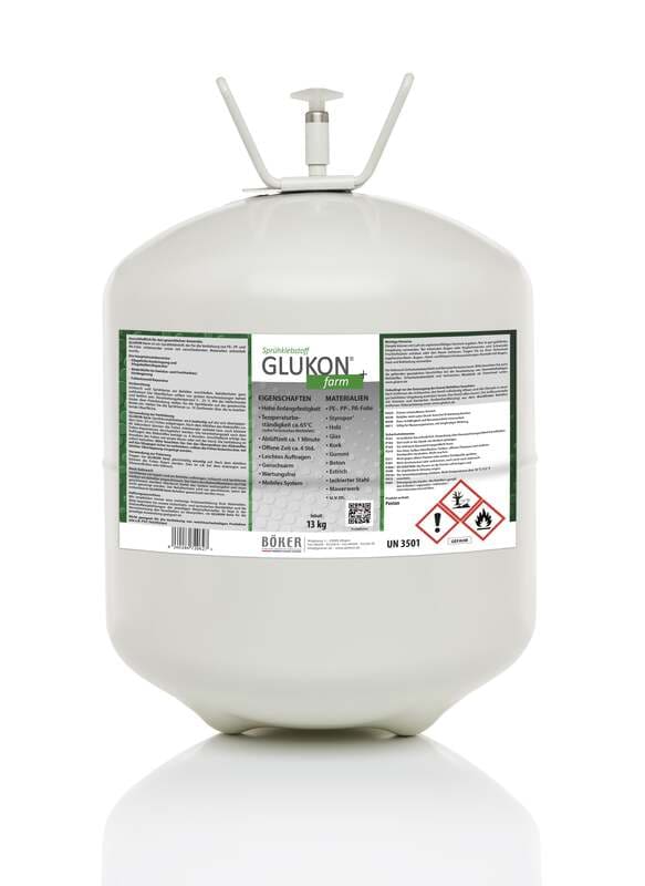 Gallone mit Böker Sprühklebstoff GLUKON farm - 13 kg